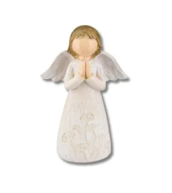 Blomster engel m. bedende hænder, 12cm