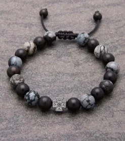 By Gabay, Armbånd m. halvædelsten og kors, 17-18 cm