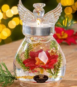 Dreamlight, Glasengel med fyrfadsstage, Juleblomst