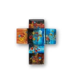 Farvet glaskors til væggen, 18 cm