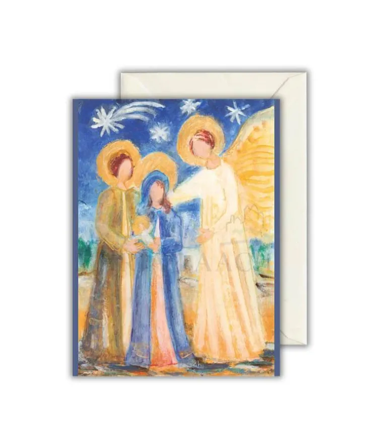 Jule-Dobbeltkort med kuvert, Den hellige familie med engel