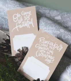 Julegavemærker brun/kobber – 10-pak