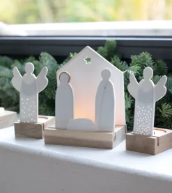 Julekrybbe Silhuet hvid og guld