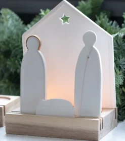 Julekrybbe Silhuet hvid og guld