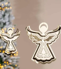 JuleOphæng, Engel, 3D, guld, 12 cm