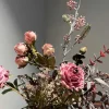 Kunstig blomst, 3 grene, 3 blomster, gammelrosa