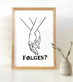 Linoleumstryk: Følges?, A4 Plakat, Sort