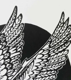 Linoleumstryk, Håbefugl, sort, A3 Plakat