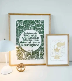 Linoleumstryk: Hold håbet op, A4 Plakat, Guld