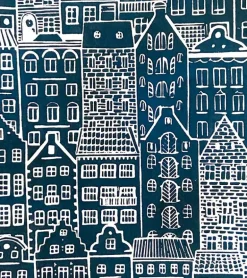 Linoleumstryk: I min faders hus er der mange boliger, A3 Plakat, Mørkeblå