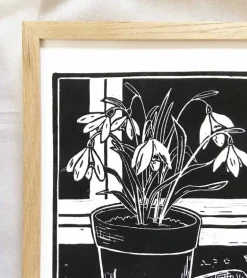 Linoleumstryk: Spiretid, A4 Plakat, Sort