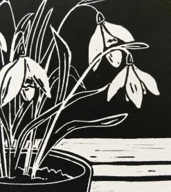 Linoleumstryk: Spiretid, A4 Plakat, Sort