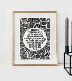 Linoleumstryk, Velsignelsen, A3 Plakat, Sort