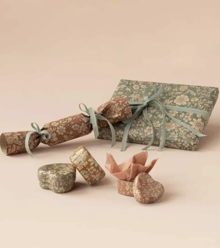 Metal hjerteæske, Blossom, sæt med 2 – Okker/Rosa, Maileg