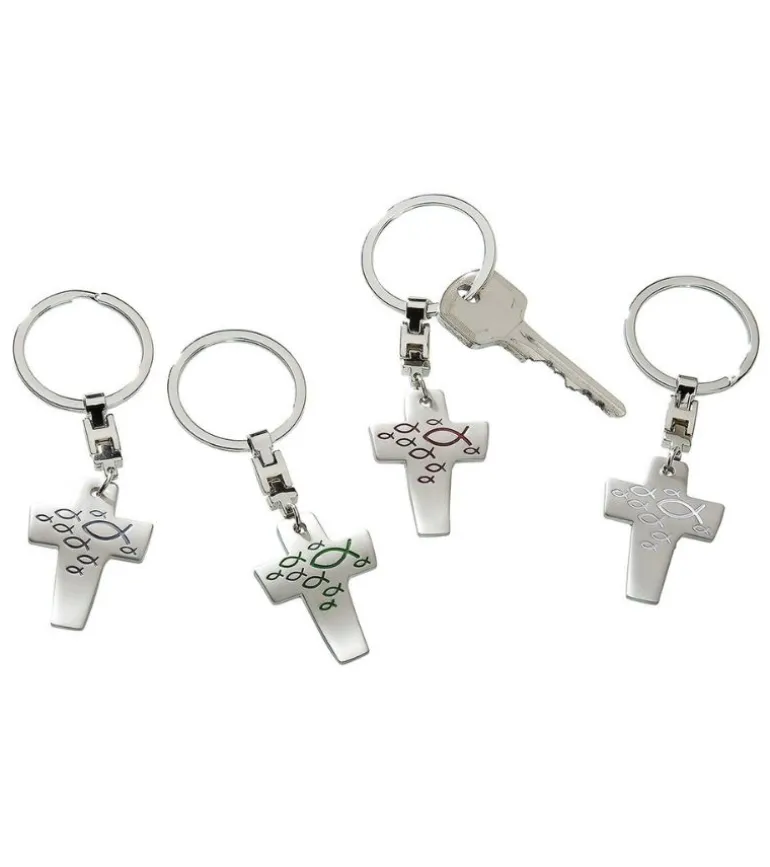 Nøglering, kors med fiskesymboler