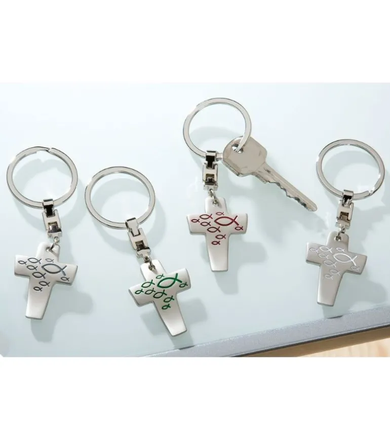 Nøglering, kors med fiskesymboler