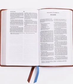 NKJV, Thinline Bibel brown immiteret leather soft