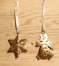 Ophæng, Engel guld med trompet, 8 cm