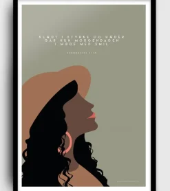 Plakat: Klædt i styrke og hæder, mørk, A3