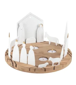 Rundt lys julekrybbe