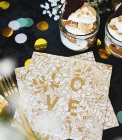 Servietter med guldtryk: Love & Hope