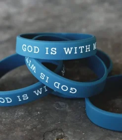 Silikonarmbånd til barn, Blå: God is with me