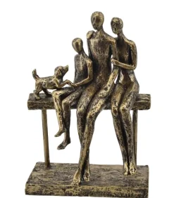 Skulptur Familie med et barn og hund