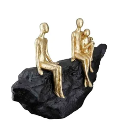Skulptur: Familie på 3, Guld og sort