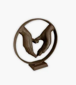 Skulptur: Hjerte hænder i metal, 23 cm