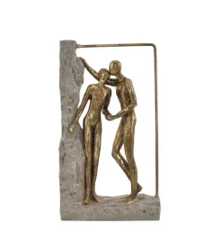 Skulptur, Par under bue, Guld, 25 cm