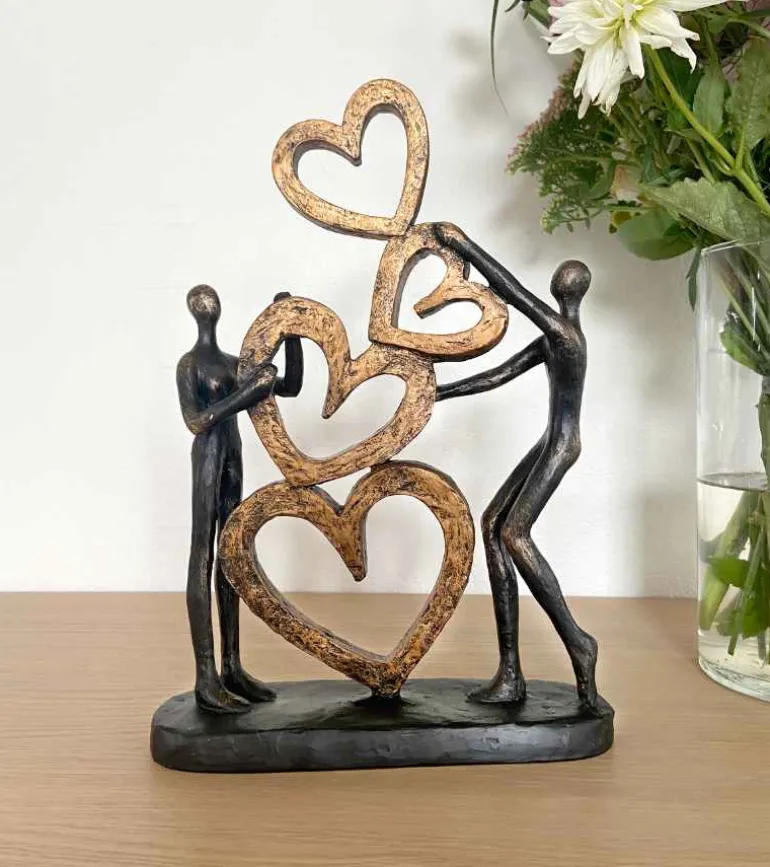 Skulptur: Vi bygger kærlighed, 4 hjerter, 31 cm