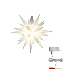 Sæt a 1 Herrnhuter Stjerne, Hvid, 13 cm LED, incl. adapter