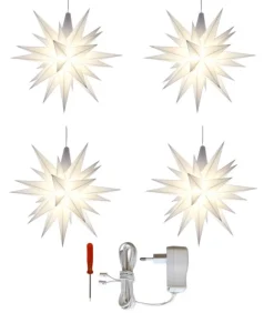 Sæt a 4 Herrnhuter Stjerner, Hvid, 13 cm LED, incl. adapter