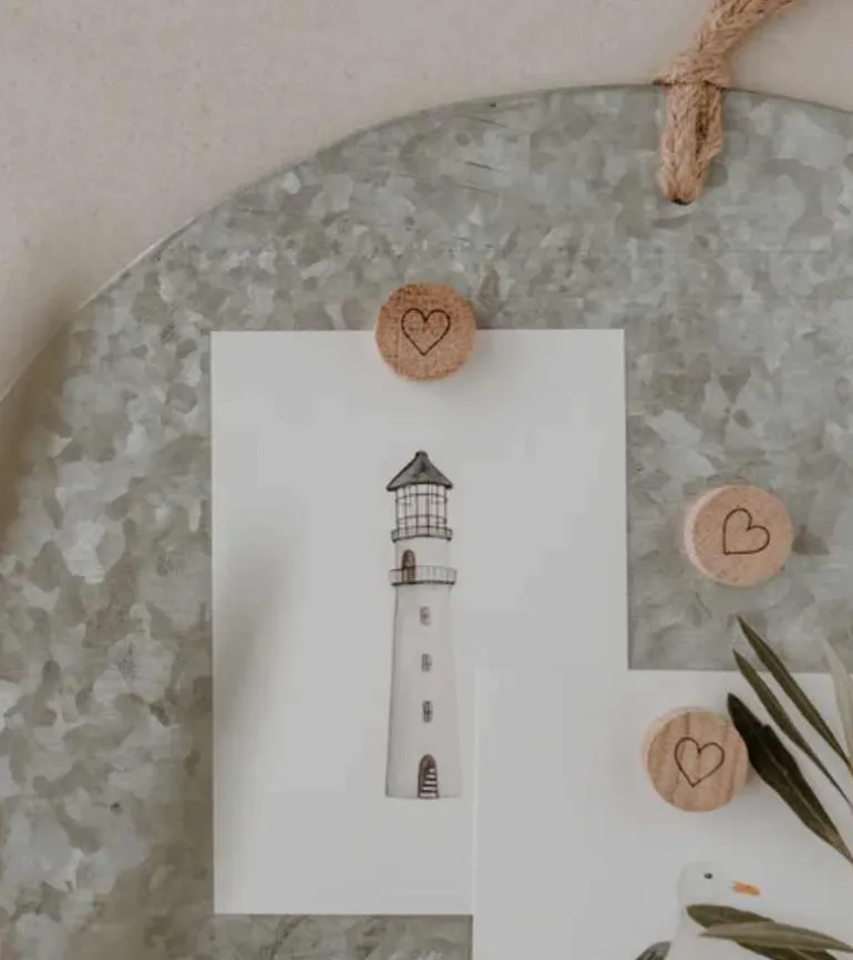 Træmagnet med hjerte, 3 pak